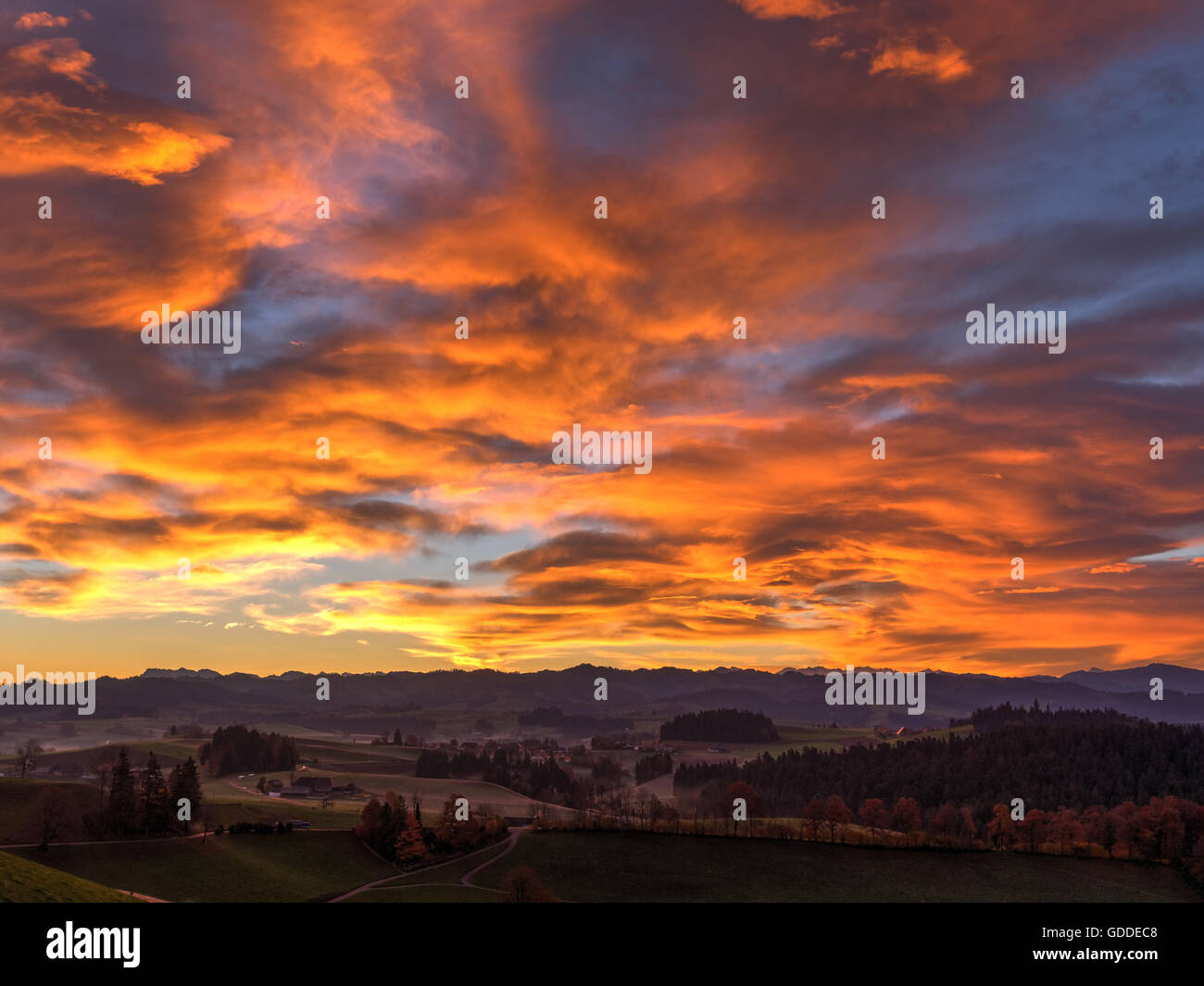 morning red over Emmental Stock Photo