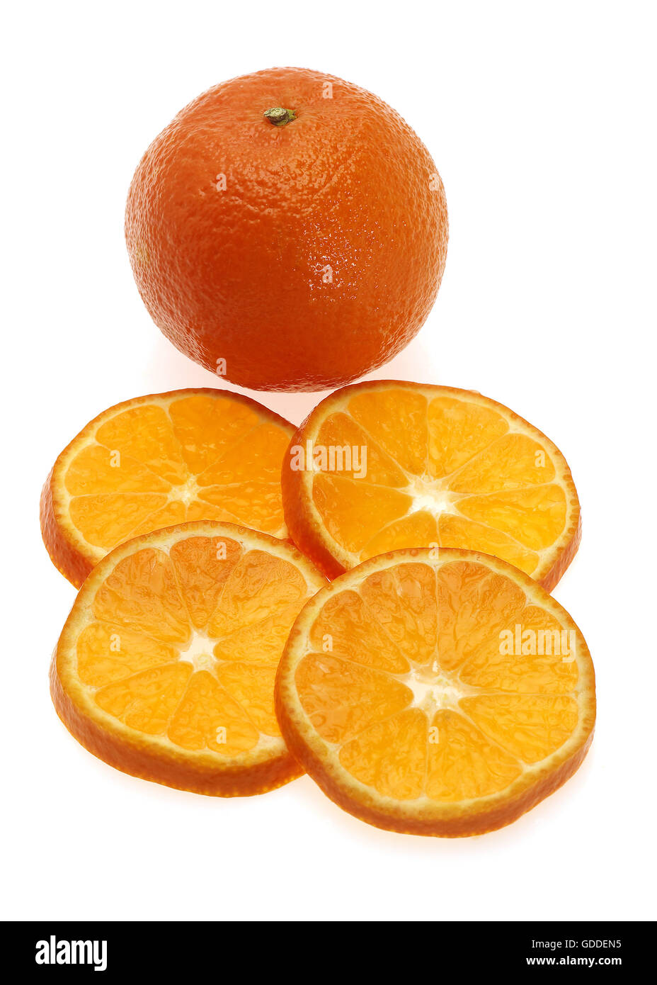 CLEMENTINE FRUIT citrus reticulata AGAINST WHITE BACKGROUND Stock Photo