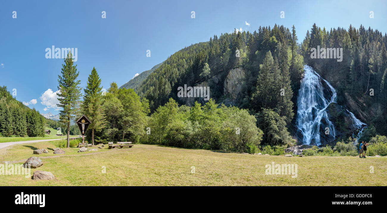 Haslach,Austria,Schleierfall,the Staniskabach waterfall in the Kalser-valley Stock Photo