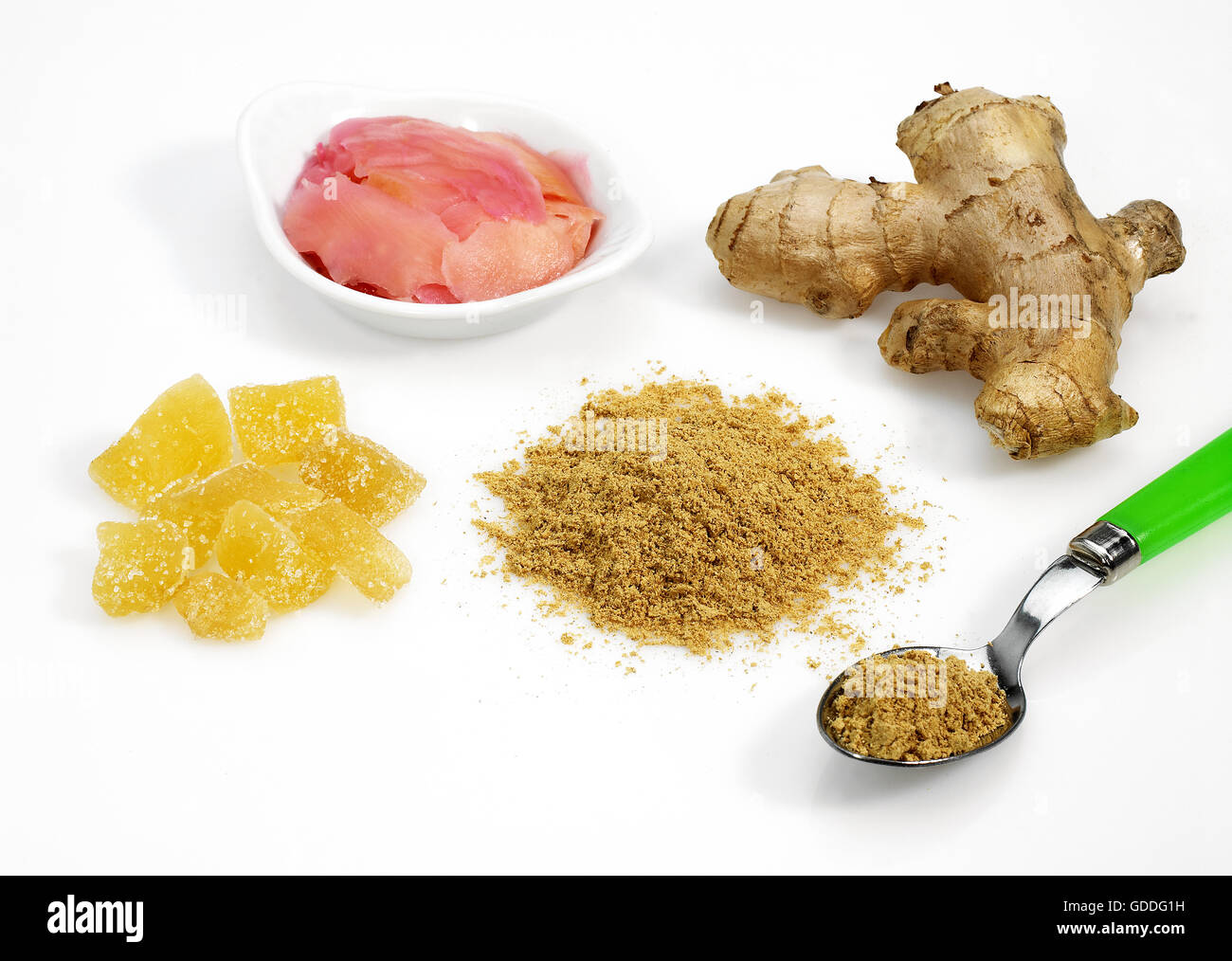 GINGER zingiber officinale, POWDER, ROOT, MARINATED AND CRYSTALLISED