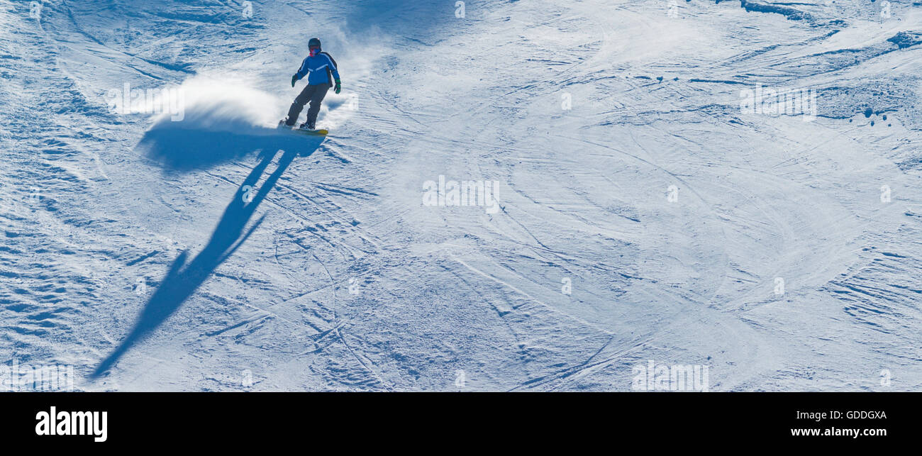 Snow boarder,14 years,Tegelberg,Füssen,Allgäu Alps,Allgäu,Bavaria,Germany,Europe Stock Photo