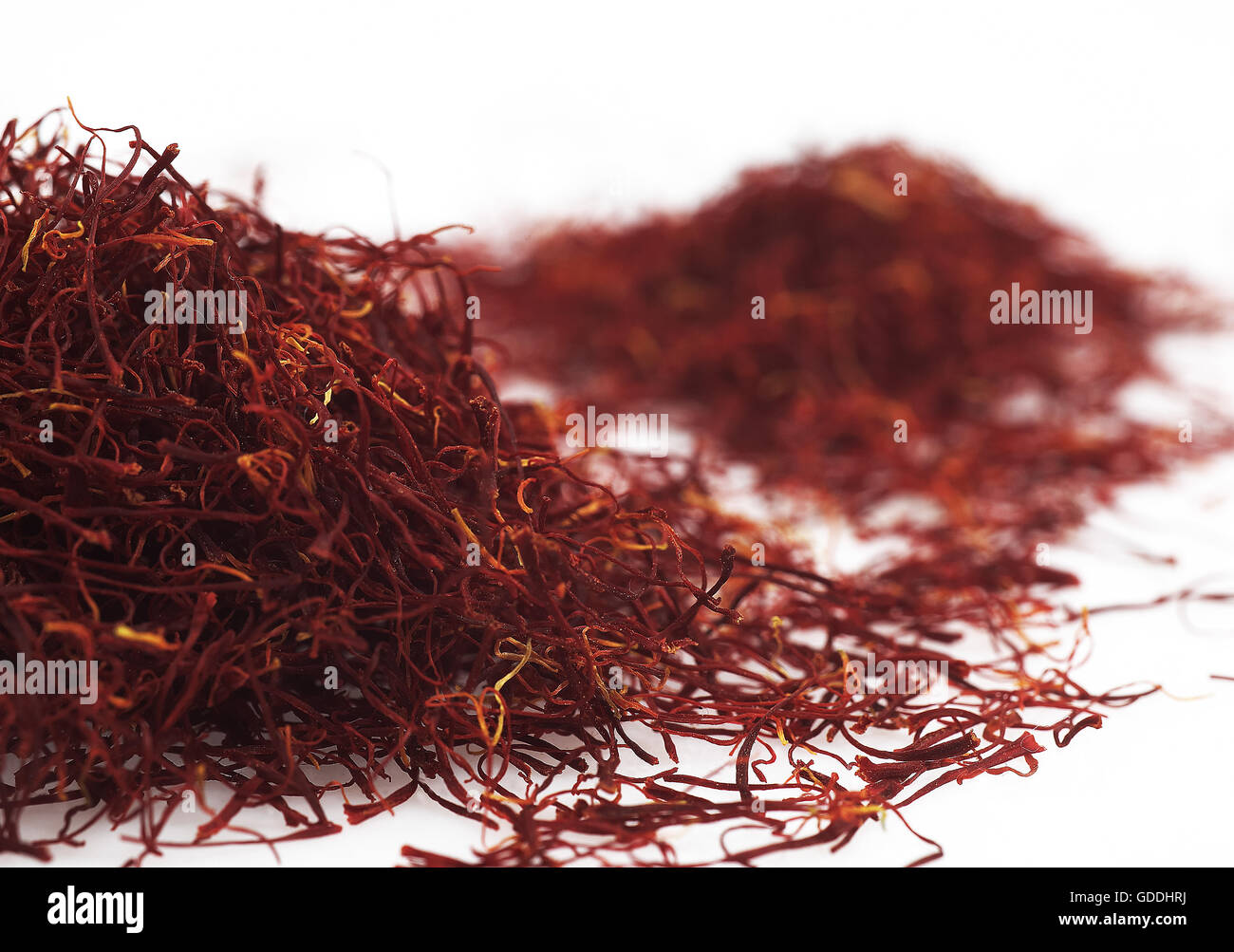 Saffron, crocus sativus, Spice derived from dried Saffron Crocus stigmas Stock Photo