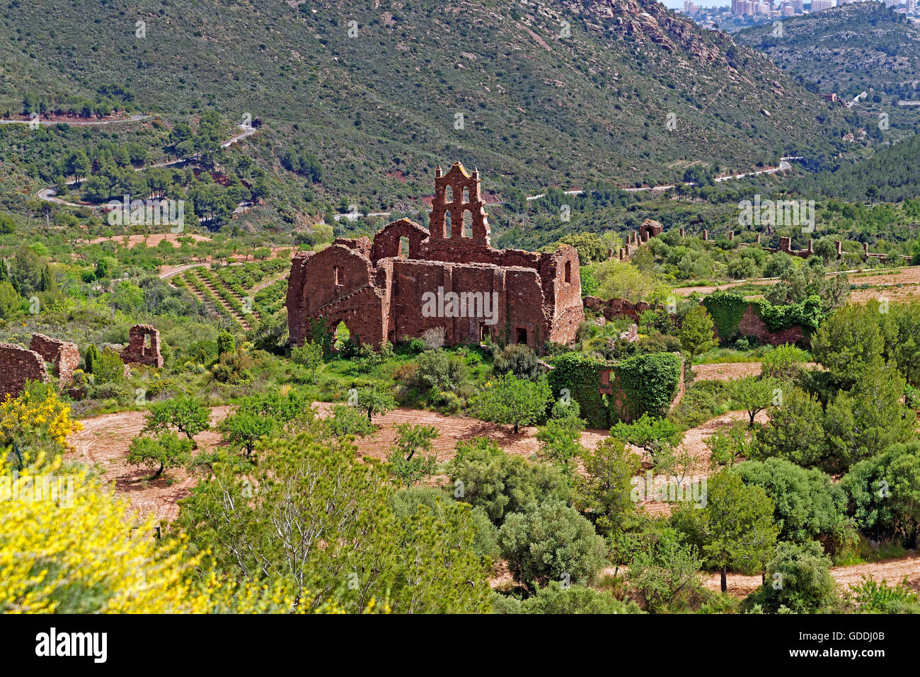 Desierto de las Palmas,cloister ruins,old,Carmelite Stock Photo