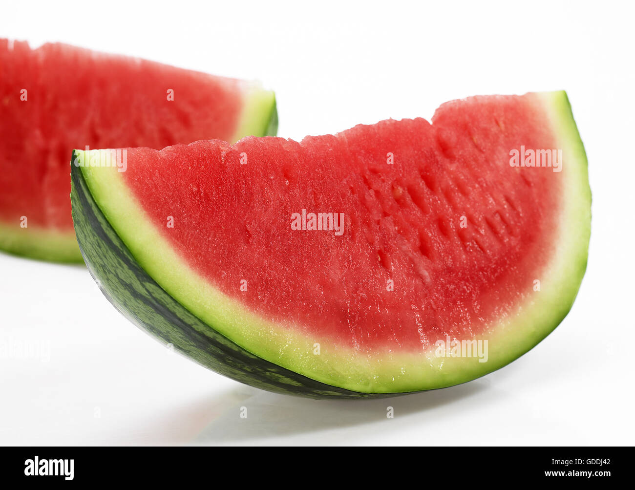 Watermelon, citrullus lanatus, Against White Background Stock Photo