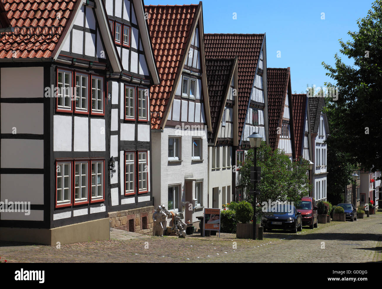 Residential buildings Kuhstrasse in Blomberg,Weser Bergland,North Rhine-Westphalia Stock Photo