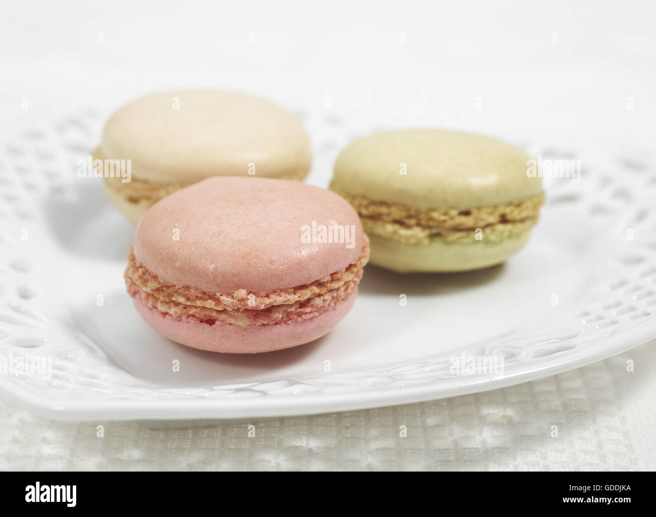 Plate with Macaroons Stock Photo