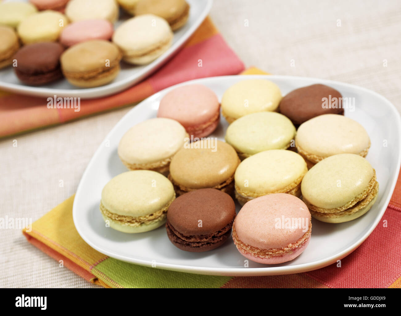 Plate with Macaroons Stock Photo