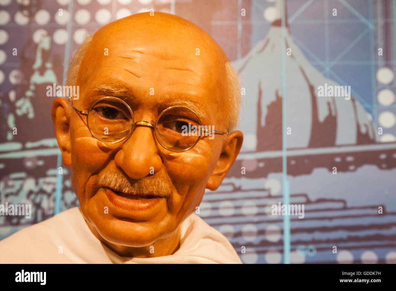 England,London,Madame Tussauds,Wax Figure of Mahatma Gandhi Stock Photo