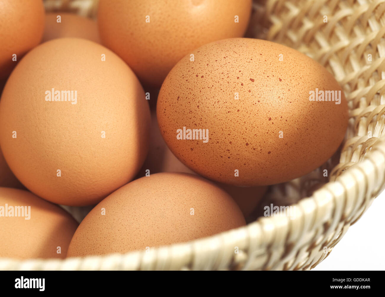 CHICKEN EGGS IN BASKET Stock Photo Alamy
