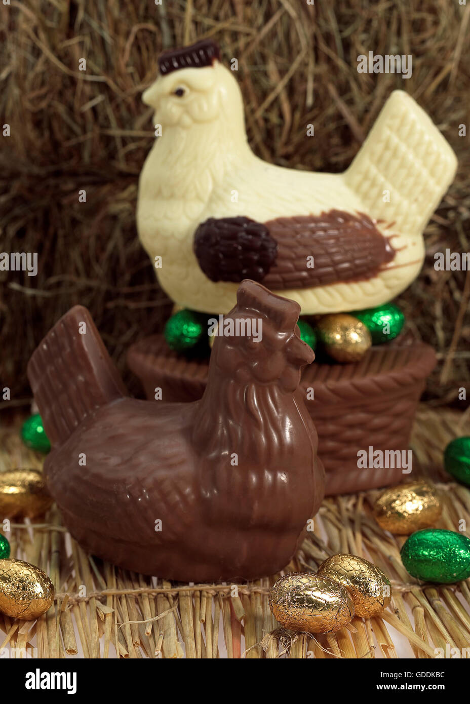 Chocolate Easter Hen and Eggs Stock Photo Alamy