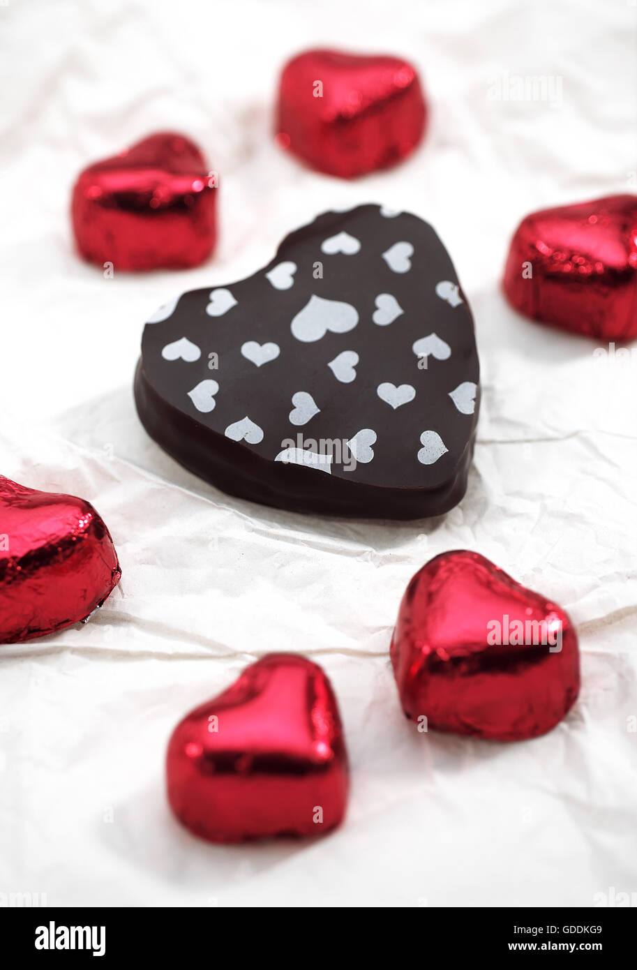 CHOCOLATE HEART, PRESENT FOR SAINT VALENTINE'S DAY Stock Photo