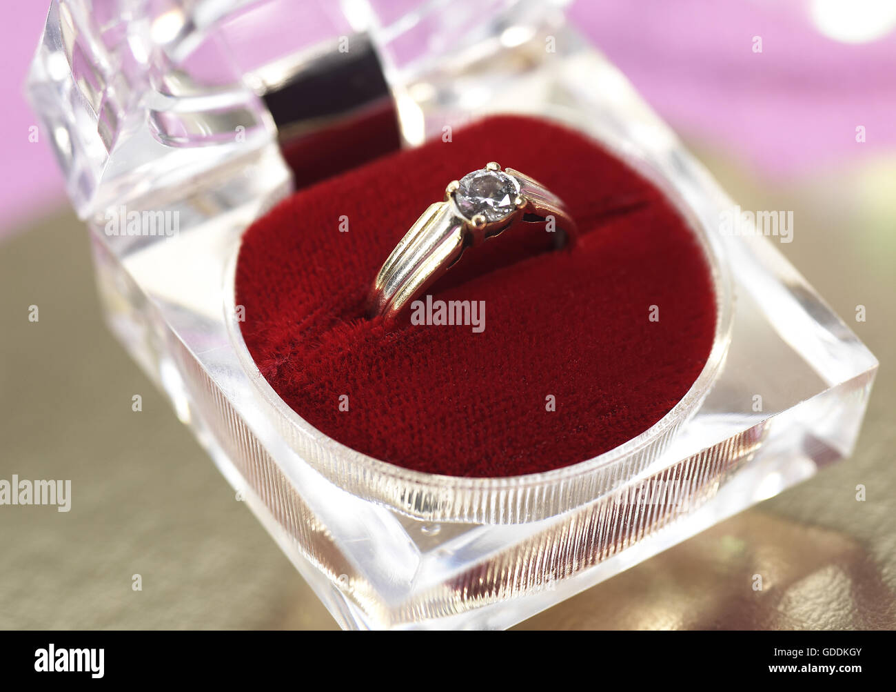 DIAMOND RING, GIFT FOR VALENTINE'S DAY Stock Photo
