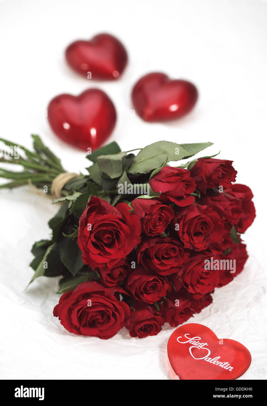 RED ROSES FOR SAINT VALENTINE'S DAY Stock Photo