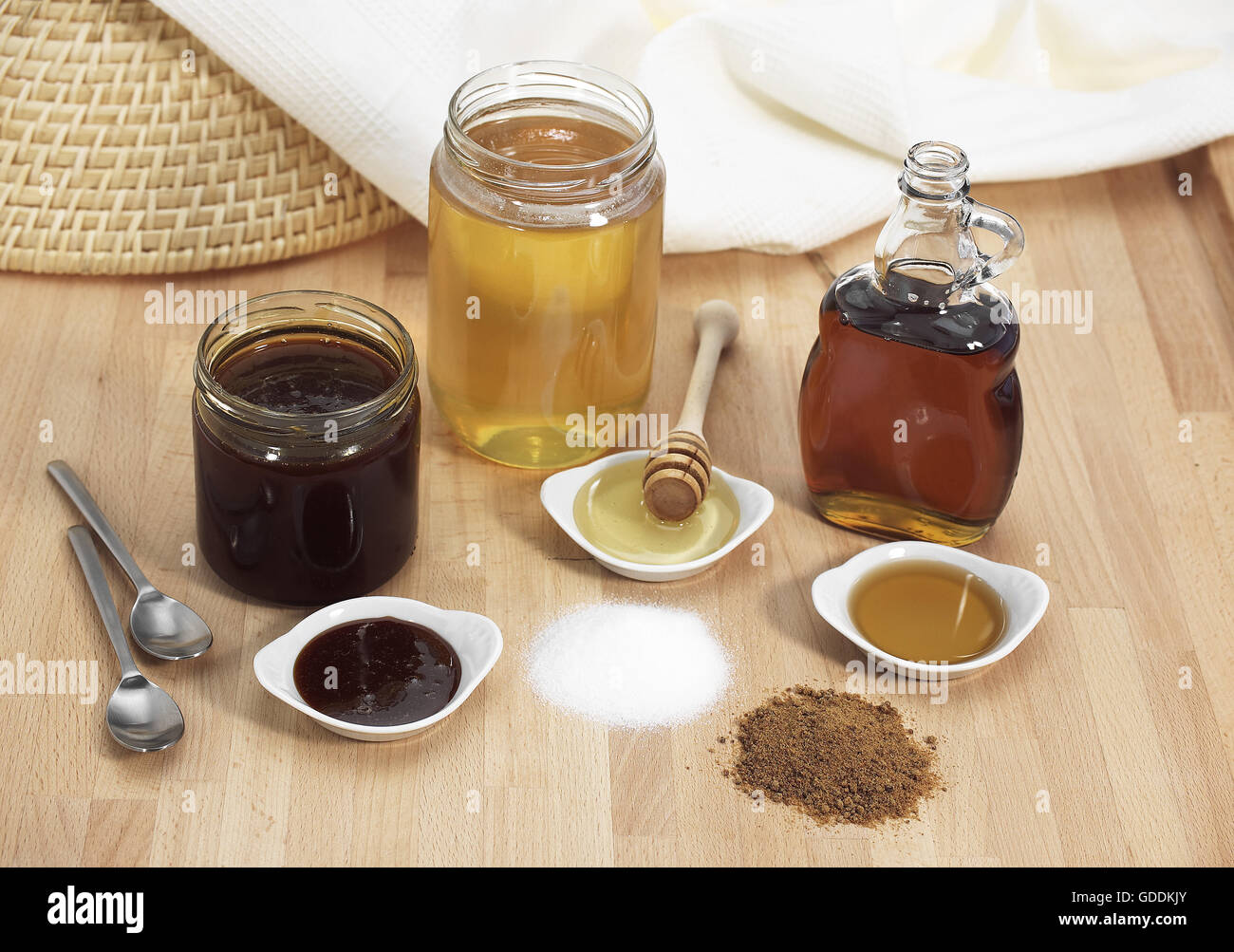 Fine Granulated Sugar, Brown Sugar, Maple Syrup, Molasses and Honey