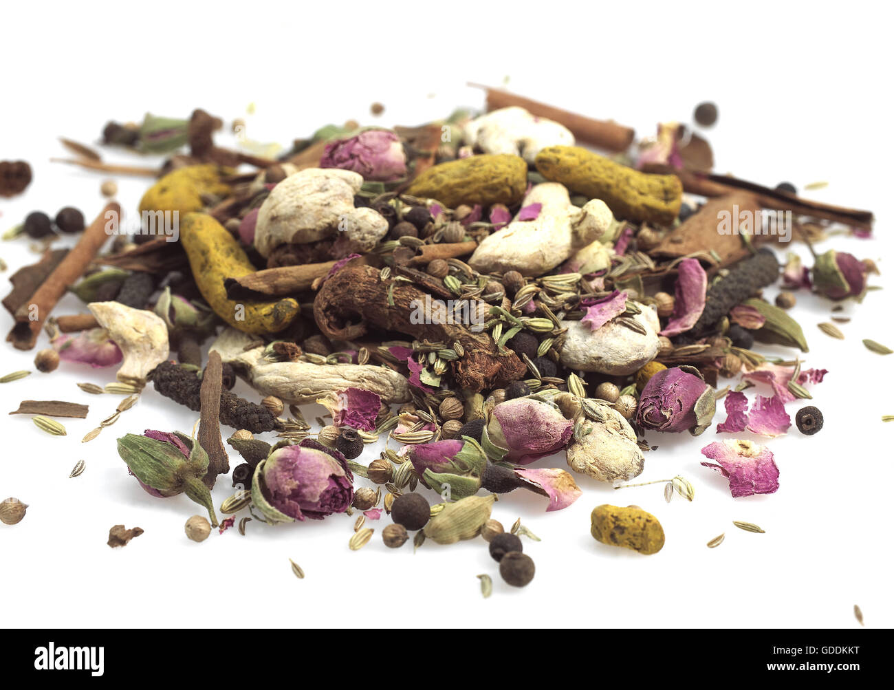 Ras El Hanout, Spice from Marocco against White Background Stock Photo