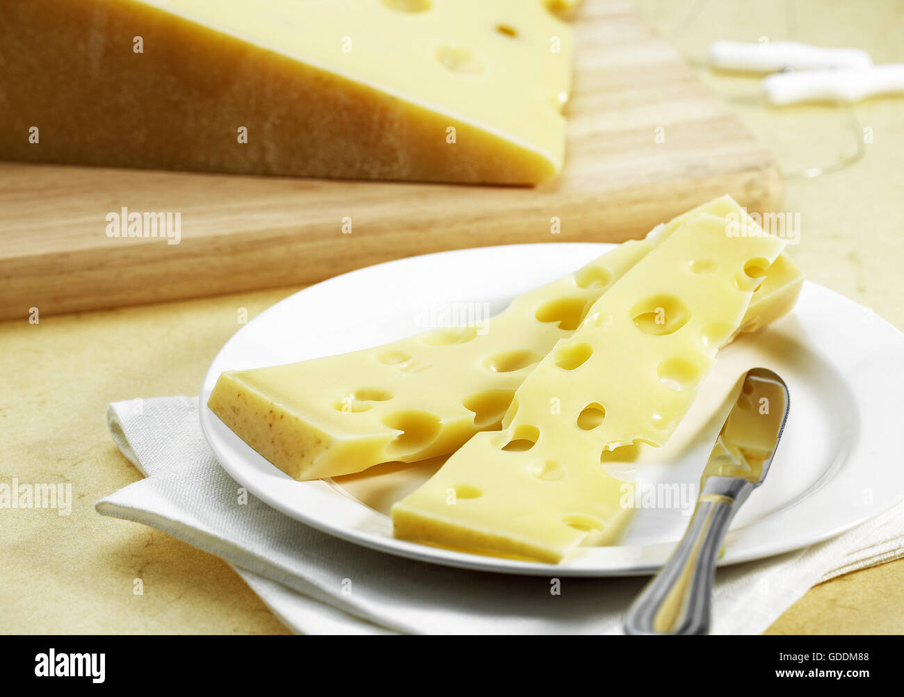 Emmental, Swiss Cheese produced from Cow's Milk Stock Photo Alamy
