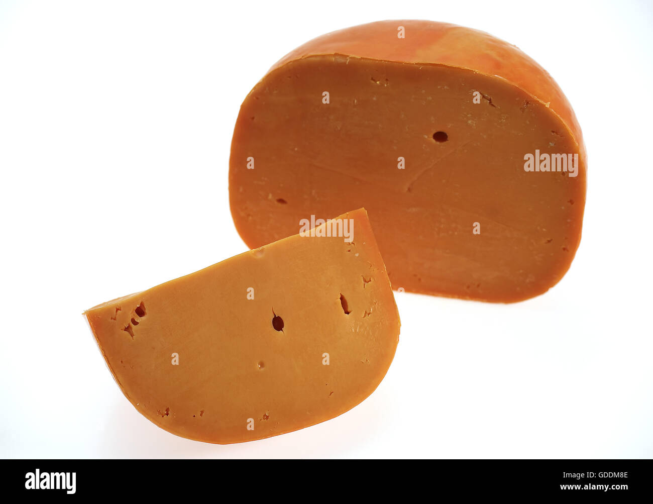 French Cheese called Mimolette, Cheese made with Cow's Milk Stock Photo