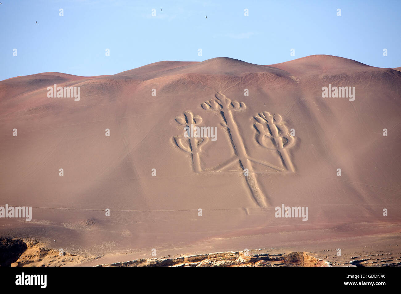 The Candelabra Geoglyph, Landscape in Paracas National Park, Peru Stock Photo Alamy