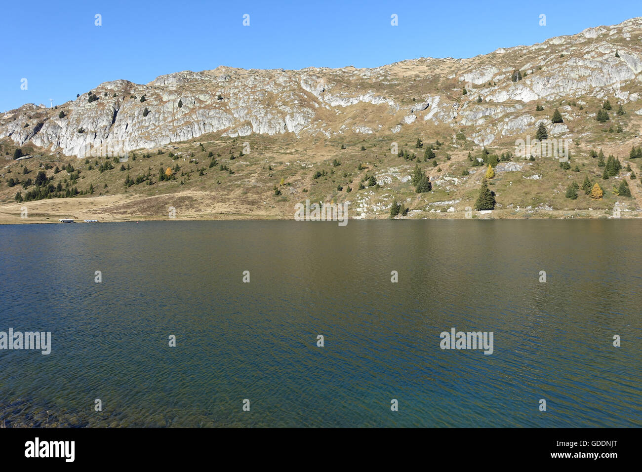 Switzerland,Europe,Valais,Bettmeralp,mountains,autumn,lake,Bettmersee Stock Photo