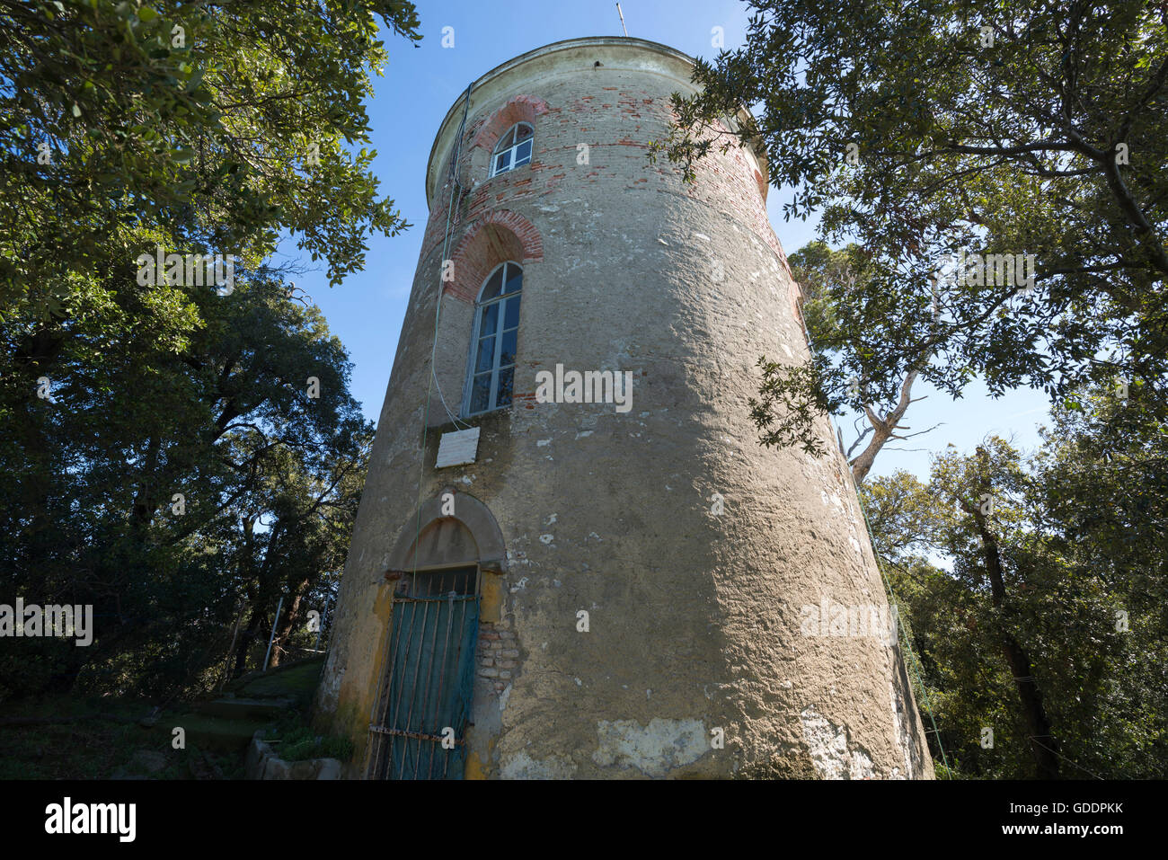 Marconi radio tower. Marconi who invented the radio test the radio signal in this tower in Sestri Levante,Italy. Stock Photo