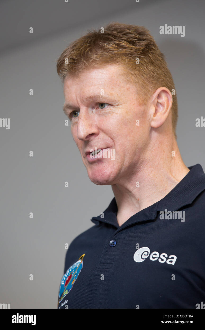 Farnborough, UK, Major Tim Peake attends Farnborough International
