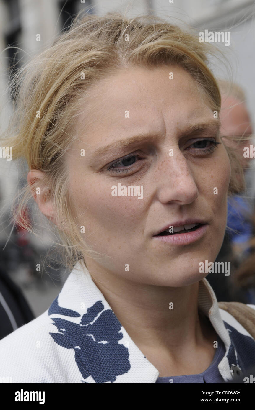 Copenhagen, Denmark. 15th July, 2016.Ms.Zania Stampe danish female politician fromdanish radical libery party pays tribute to French victims laying flowers at French Embassy in Copenhagen Denmark among other dane pat ribune to france and french flag is at half mast at French Embassy due o nice victims on french national day bestal day in Nice . Credit:  Francis Joseph Dean/Dean Pictures/Alamy Live News Stock Photo