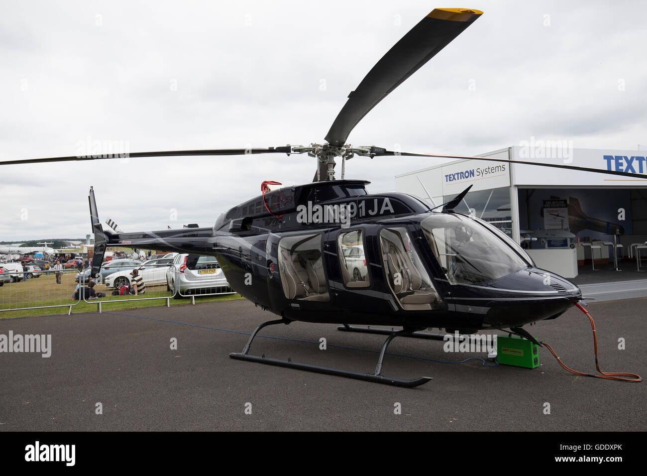 Farnborough, UK. 15th July, 2016. Bell 407GX helicopter on show at the Futures Day & FAB Friday at Farnborough International Airshow 2016 Credit:  Keith Larby/Alamy Live News Stock Photo