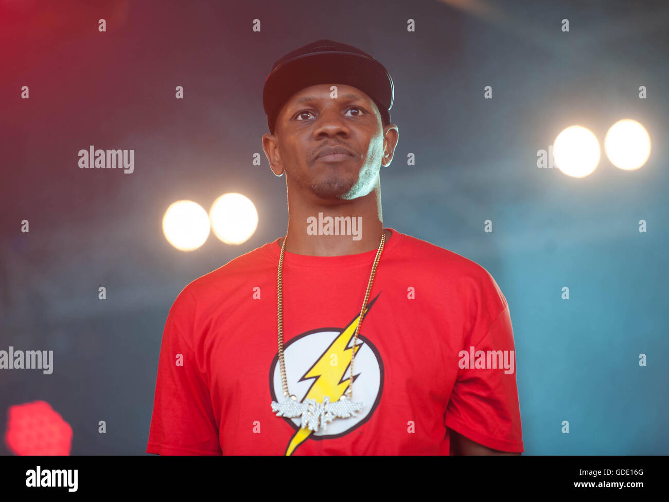 London, UK. 15th July, 2016. Giggs performs on day 1 of the LoveBox Festival at VictorianPark Credit:  Michael Tubi/ Alamy Live News Stock Photo