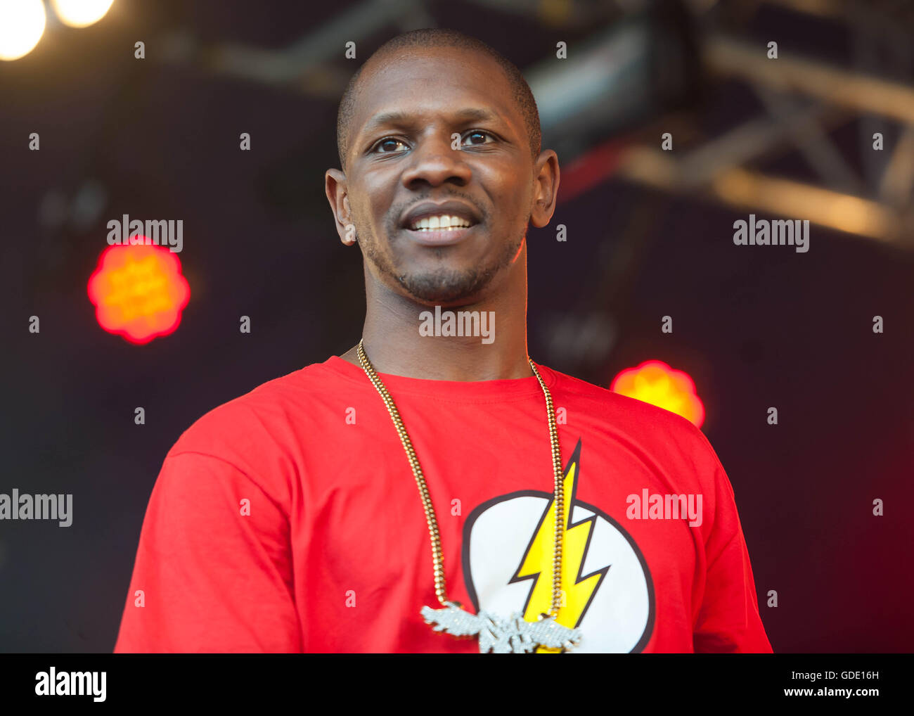 London, UK. 15th July, 2016. Giggs performs on day 1 of the LoveBox Festival at VictorianPark Credit:  Michael Tubi/ Alamy Live News Stock Photo