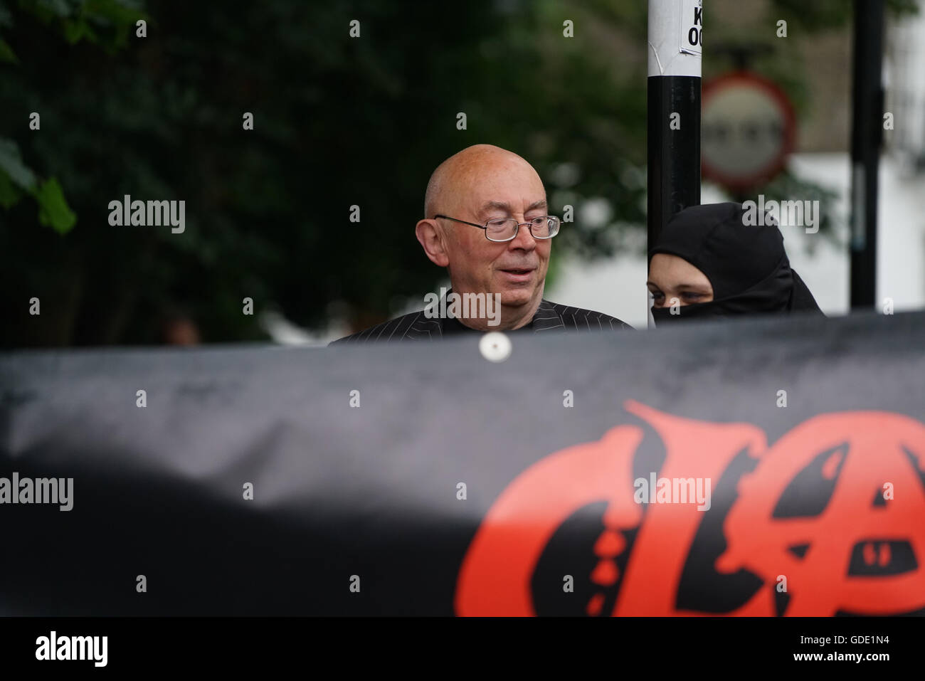 London, England, UK. 15th July, 2016. Ian Bone founder of Class War holds a Parade on Boris in front of Boris house in Islington, London. Credit:  See Li/Alamy Live News Stock Photo