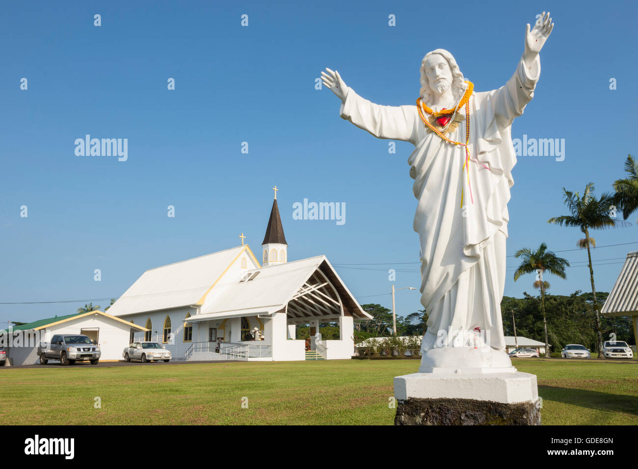 USA,Vereinigte Staaten,Amerika,Hawaii,Big Island,Puna District,Pahoa,Sacred Heart Church Catholic Church Stock Photo