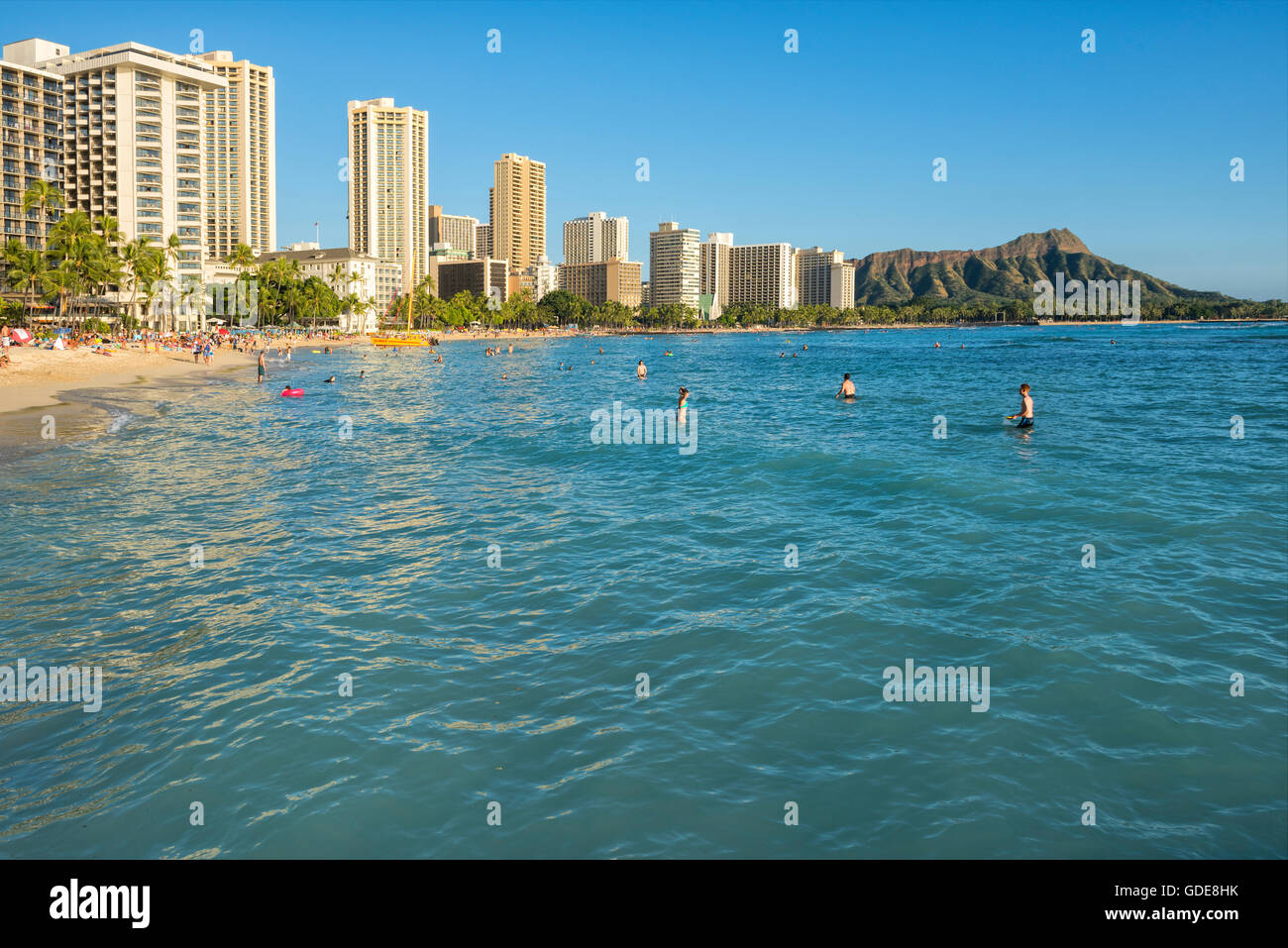 Waikiki Beach Diamond Head Oahu Hawaii High Resolution Stock ...