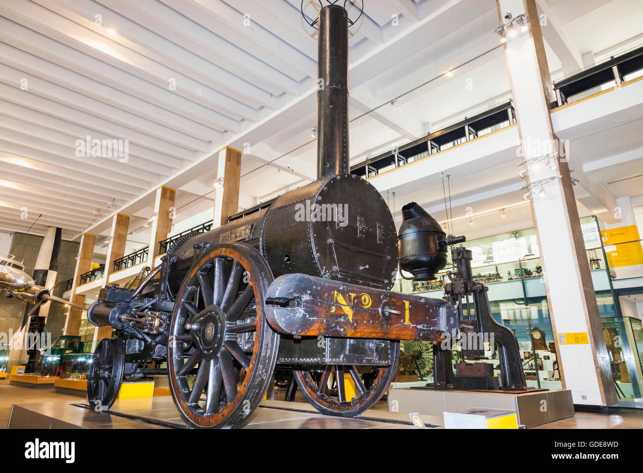 England,London,Kensington,Science Museum,Stephenson's Rocket Locomotive dated 1829 Stock Photo