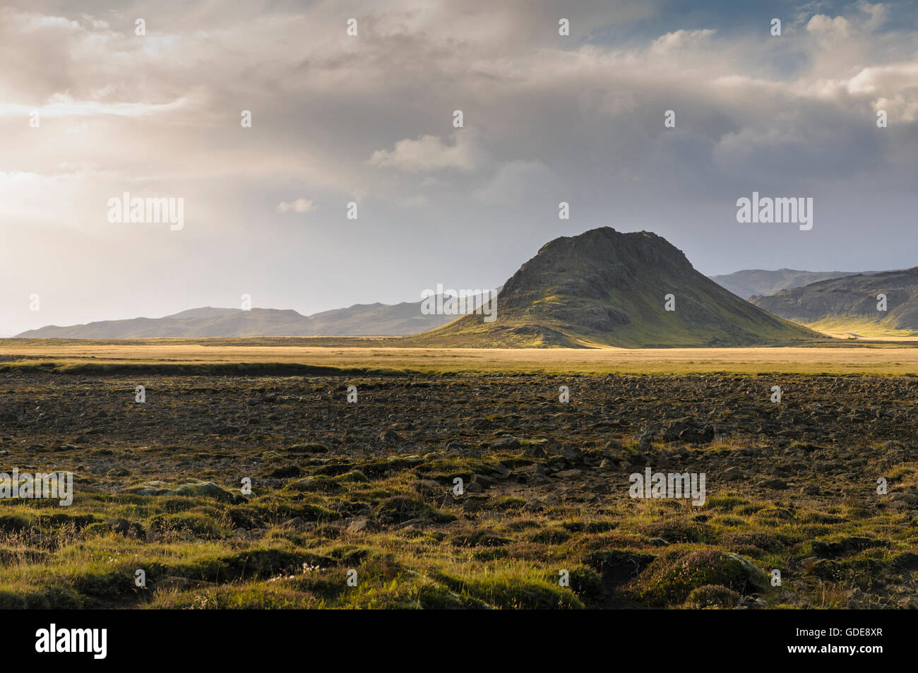 Lonely hill in the region of Krysuvik on the peninsula Reykjanes in southwest Iceland. Stock Photo