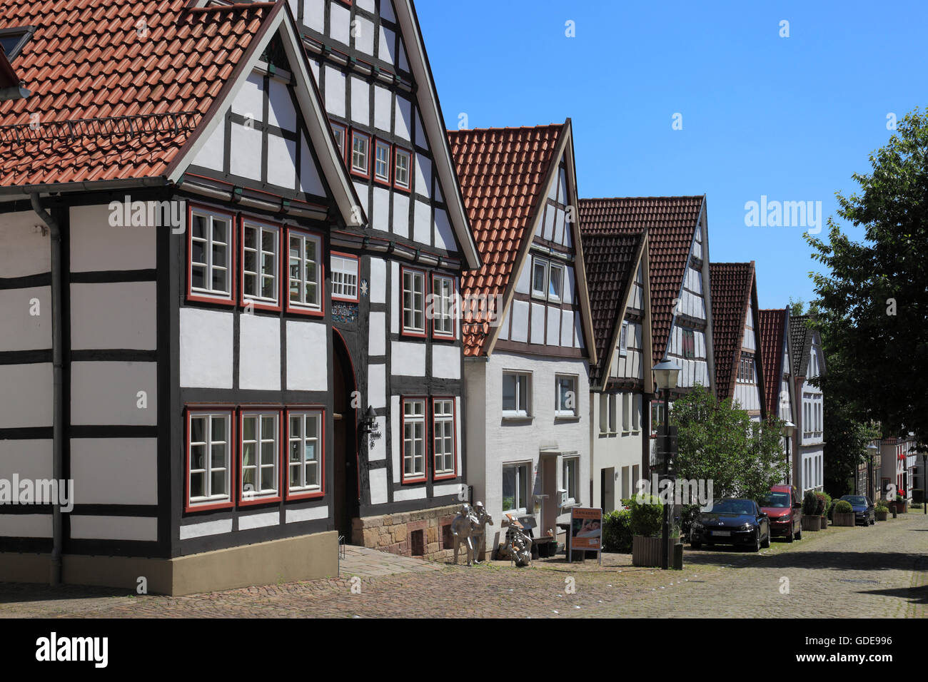 Residential buildings Kuhstrasse in Blomberg,Weser Bergland,North Rhine-Westphalia Stock Photo