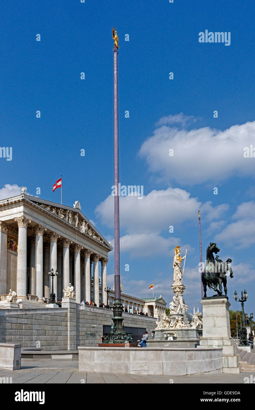 Parliament building,Pallas Athene well, Stock Photo