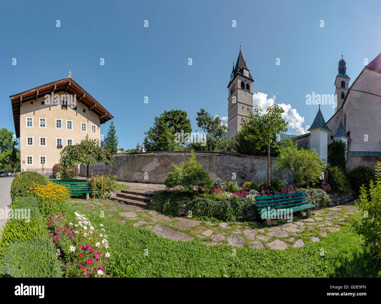 Kitzbuhel,Austria,Park around the Liebfrauen church Stock Photo