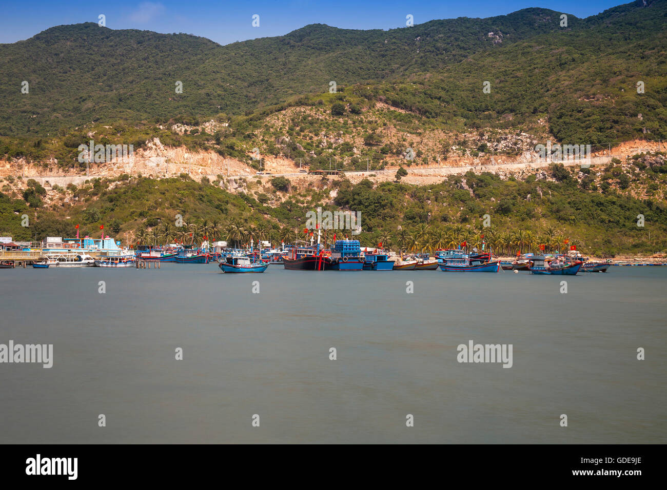 Fishing boats in the bay of Vinh Hy,South-Chinese sea,Vietnam,Asia Stock Photo
