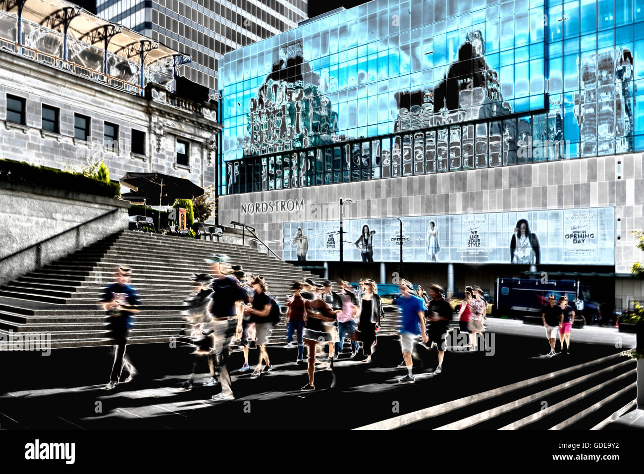 Canada,British Columbia,Vancouver,city,alienated,effect,people, Stock Photo