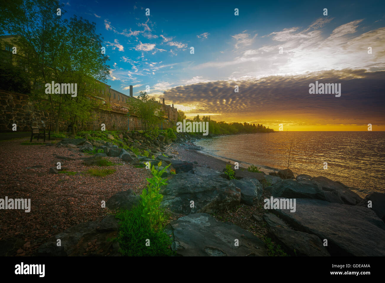 Sunrise at Lake Superior, Duluth Stock Photo Alamy