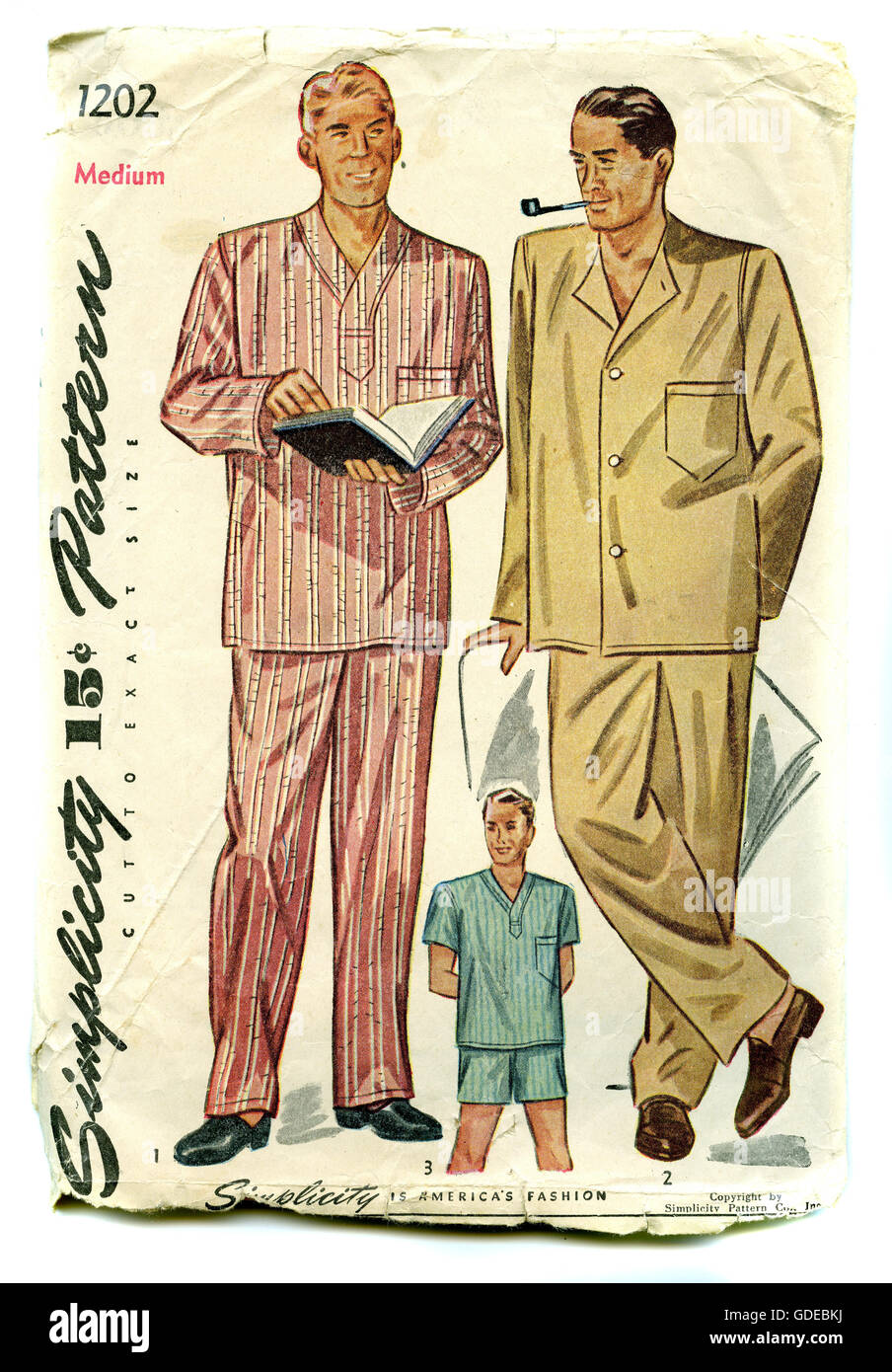 Vintage 1960s men's pajamas sewing pattern package Stock Photo - Alamy