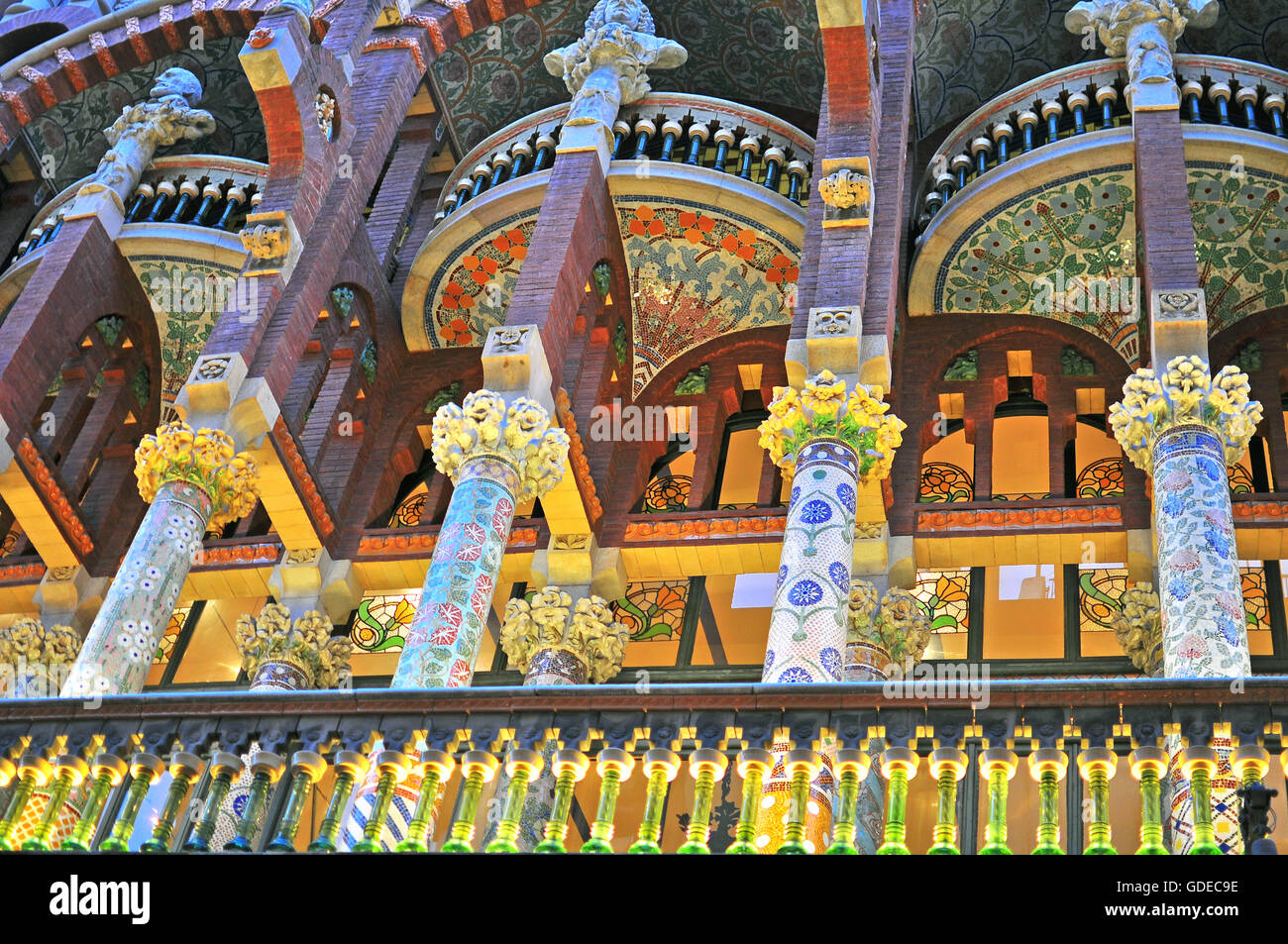 BARCELONA, SPAIN - DECEMBER 26: Facade of the Palace of Catalan Music in Barcelona on December 26, 2014. Stock Photo