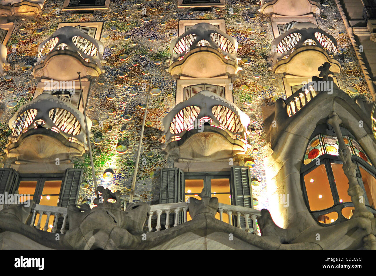 BARCELONA, SPAIN - DECEMBER 26: Facade of the Casa Batllo by Gaudi in Barcelona on December 26, 2014. Stock Photo