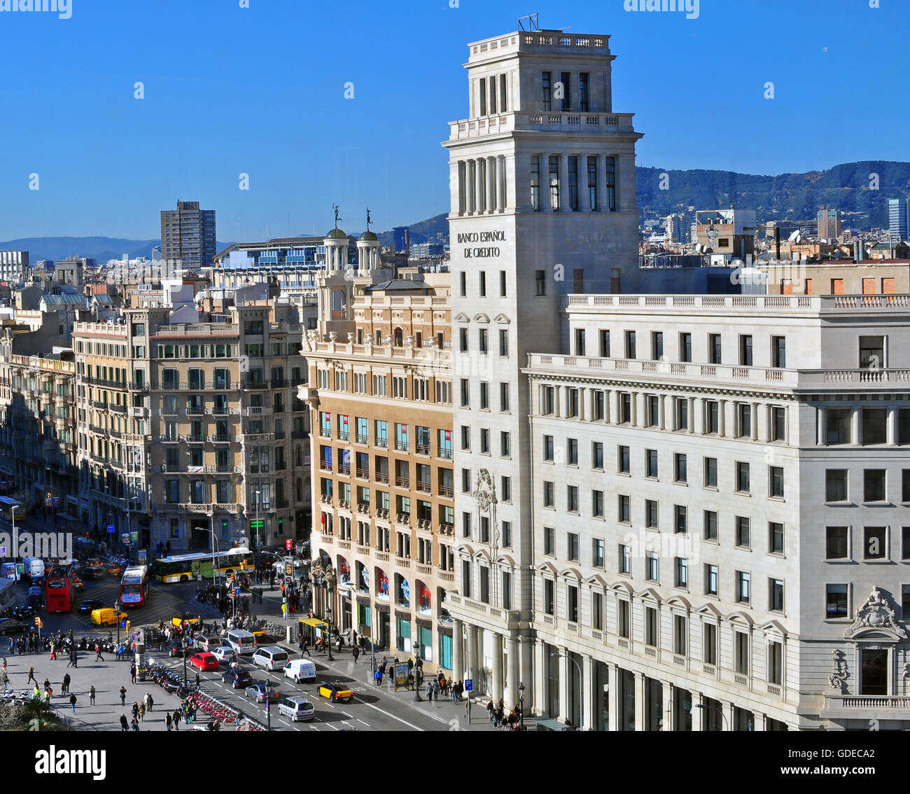 BARCELONA, SPAIN - DECEMBER 30: View of Square of Catalonia in centre of Barcelona on December 30, 2014. Stock Photo