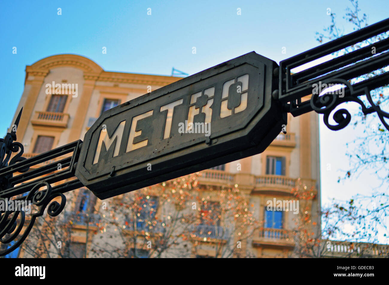 Metro sign, Barcelona, Spain Stock Photo
