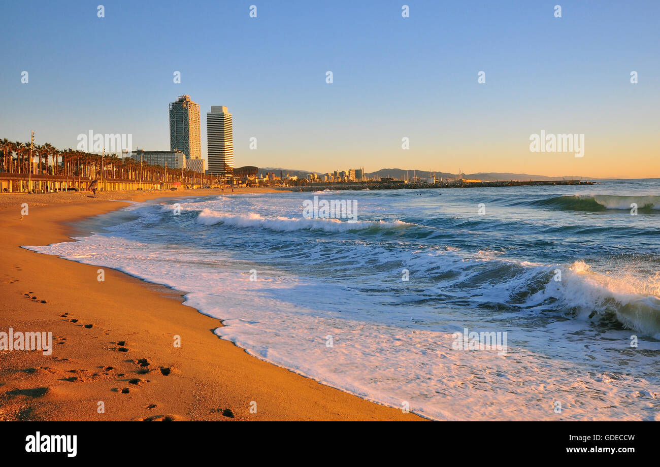 Barcelona beach sand hires stock photography