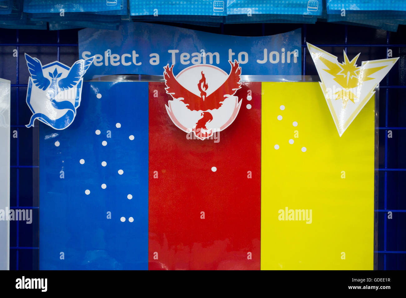 Bangkok, Thailand - July 14, 2016 : Toy shop make a poll of Pokemon Go team. Stock Photo