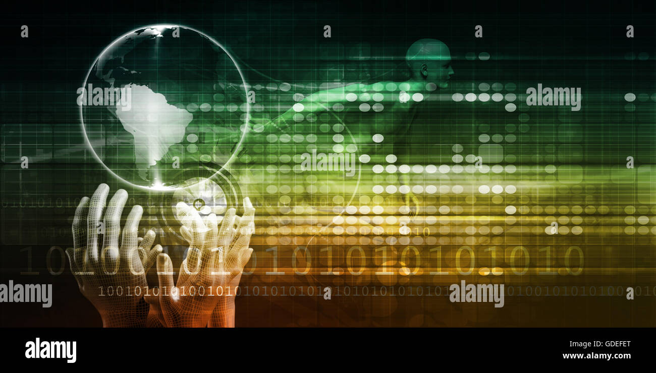 Data Access Concept with Hands Reaching for Globe Stock Photo
