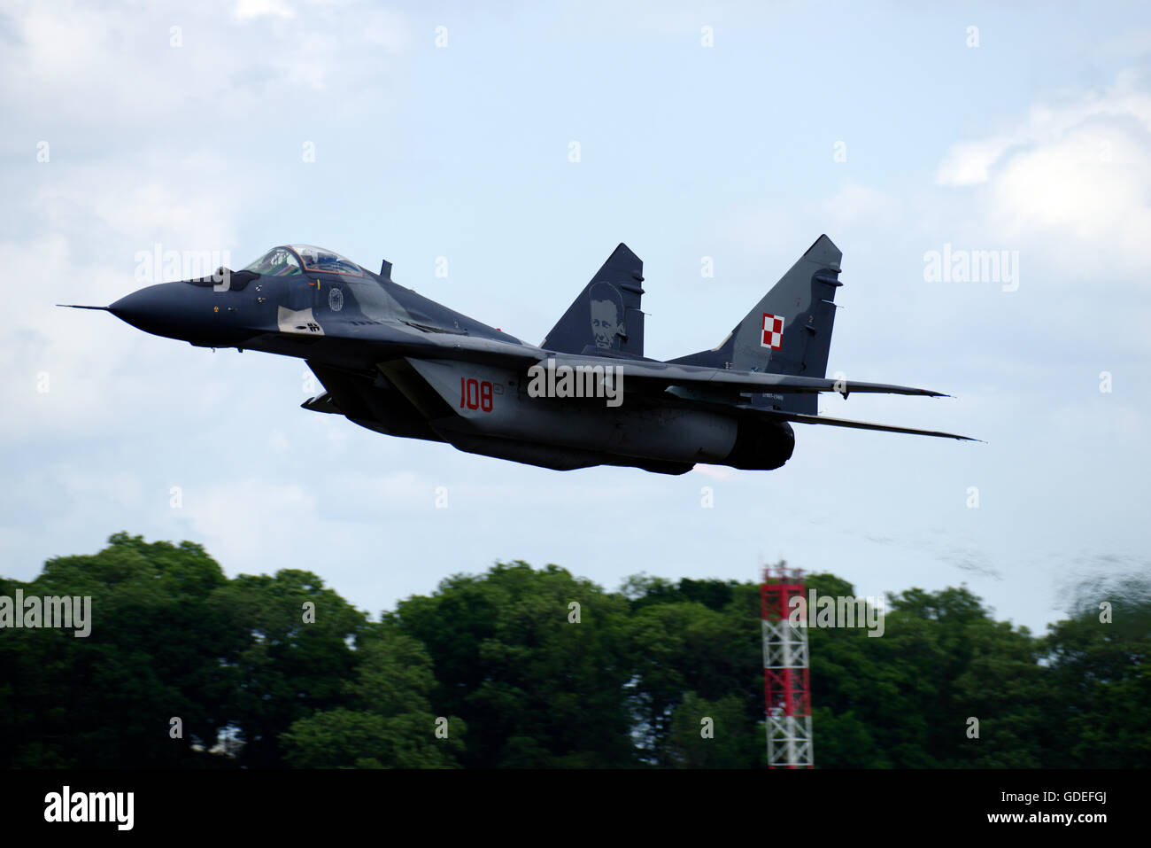 Mikoyan Mig 29A of the Polish Air Force displaying at RAF Fairford RIAT Stock Photo