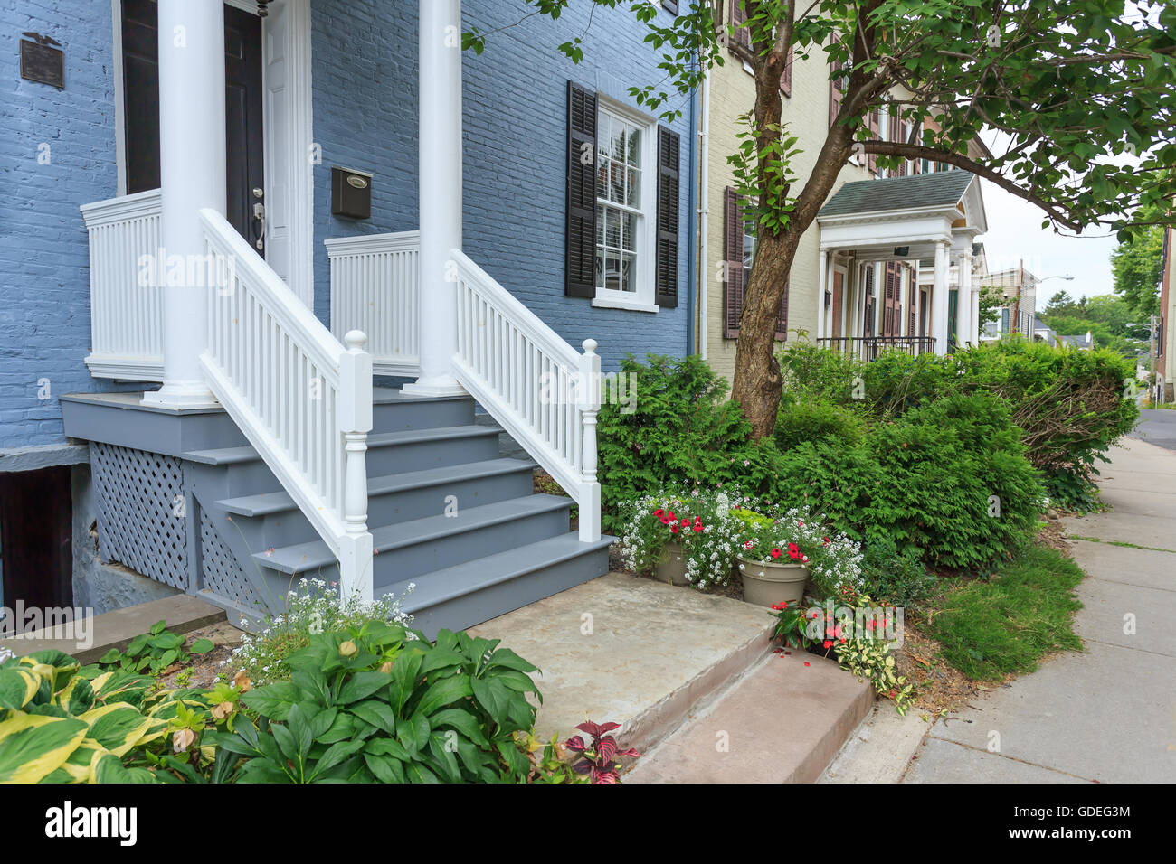 Colorful historic row or town houses on the streets of South Main